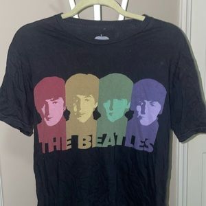 Beatles colorful black tshirt- George, Paul, George, & Ringo!